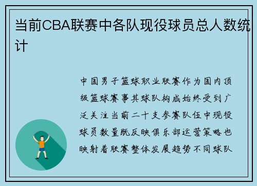 当前CBA联赛中各队现役球员总人数统计
